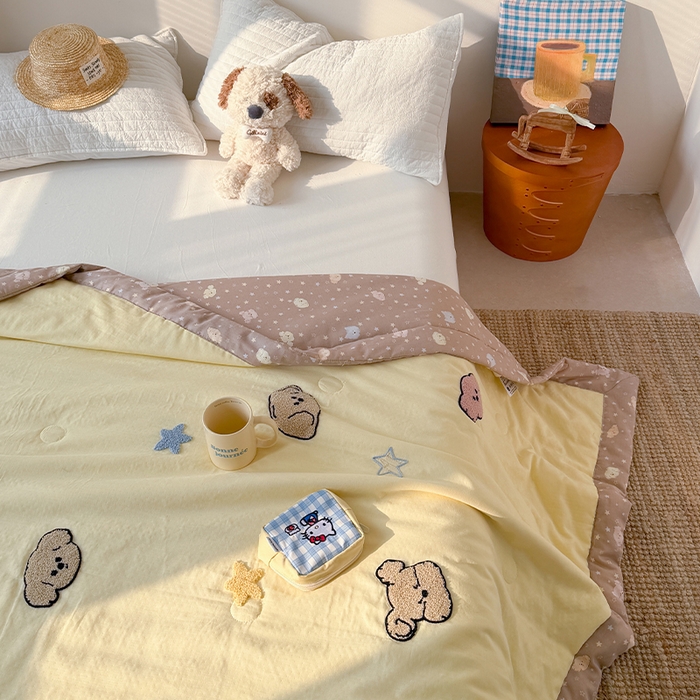 91家纺网 家纺一手货源 找家纺 暖生活 2026新款A类全棉双层纱毛巾绣夏被 被子被芯 哈尼小汪