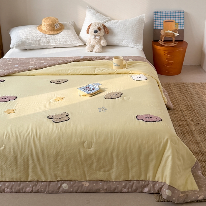 91家纺网 家纺一手货源 找家纺 暖生活 2026新款A类全棉双层纱毛巾绣夏被 被子被芯 哈尼小汪