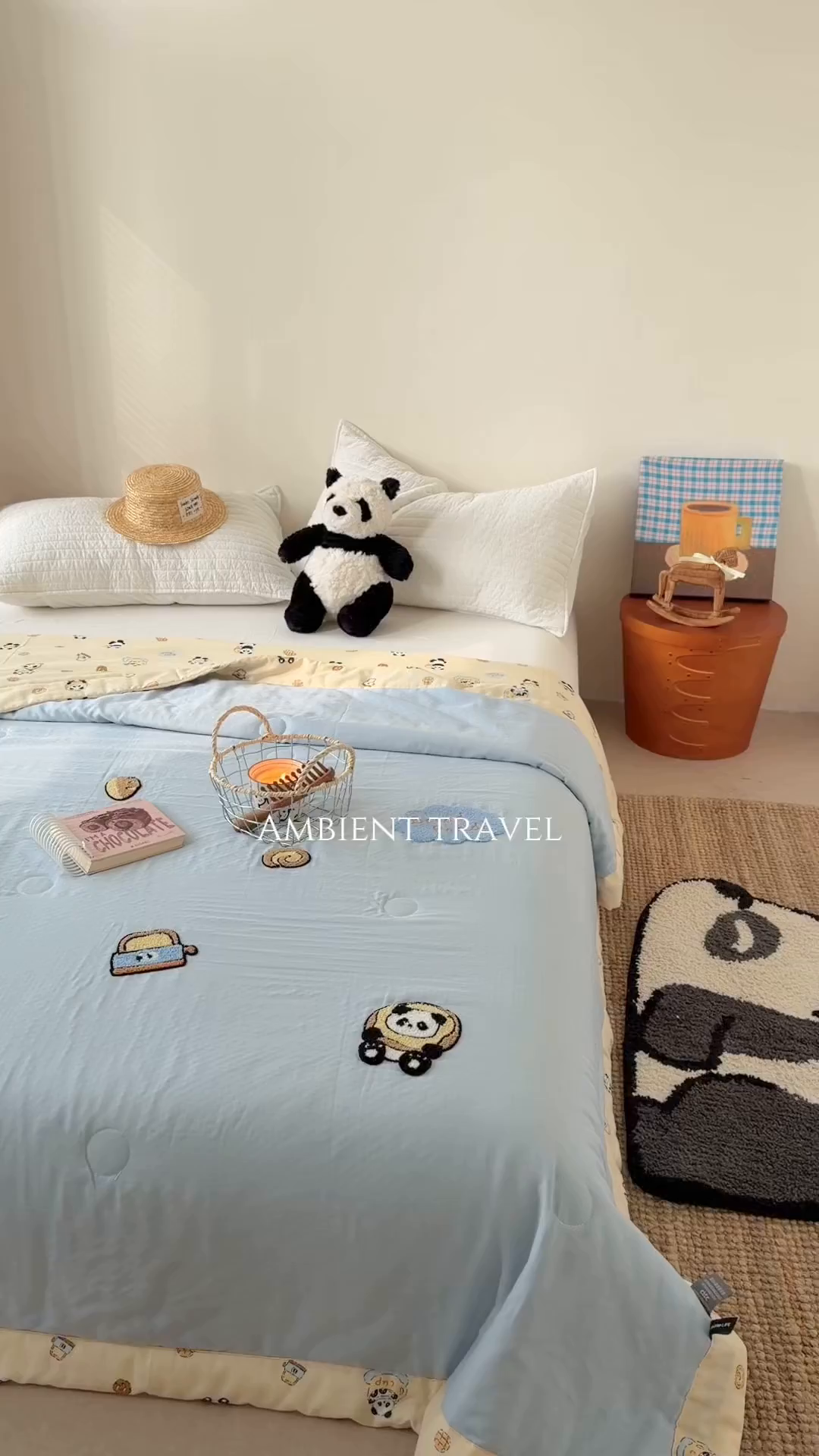 91家纺网 家纺一手货源 找家纺 暖生活 2026新款A类全棉双层纱毛巾绣夏被 被子被芯 熊猫面包