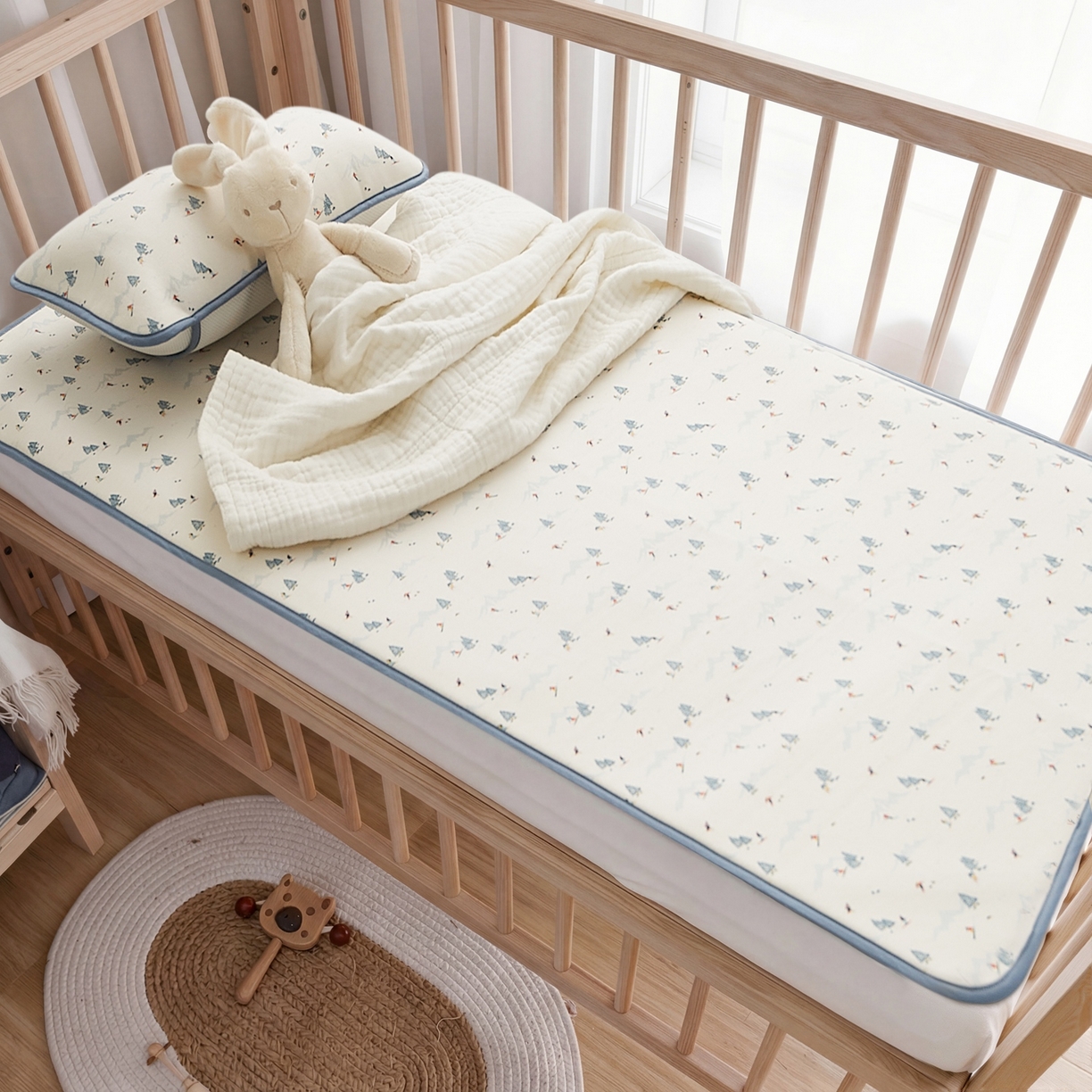 91家纺网 家纺一手货源 找家纺 8小时家纺 2026新款天丝麻10A抗菌养生凉席席子凉席-儿童款 耀雪