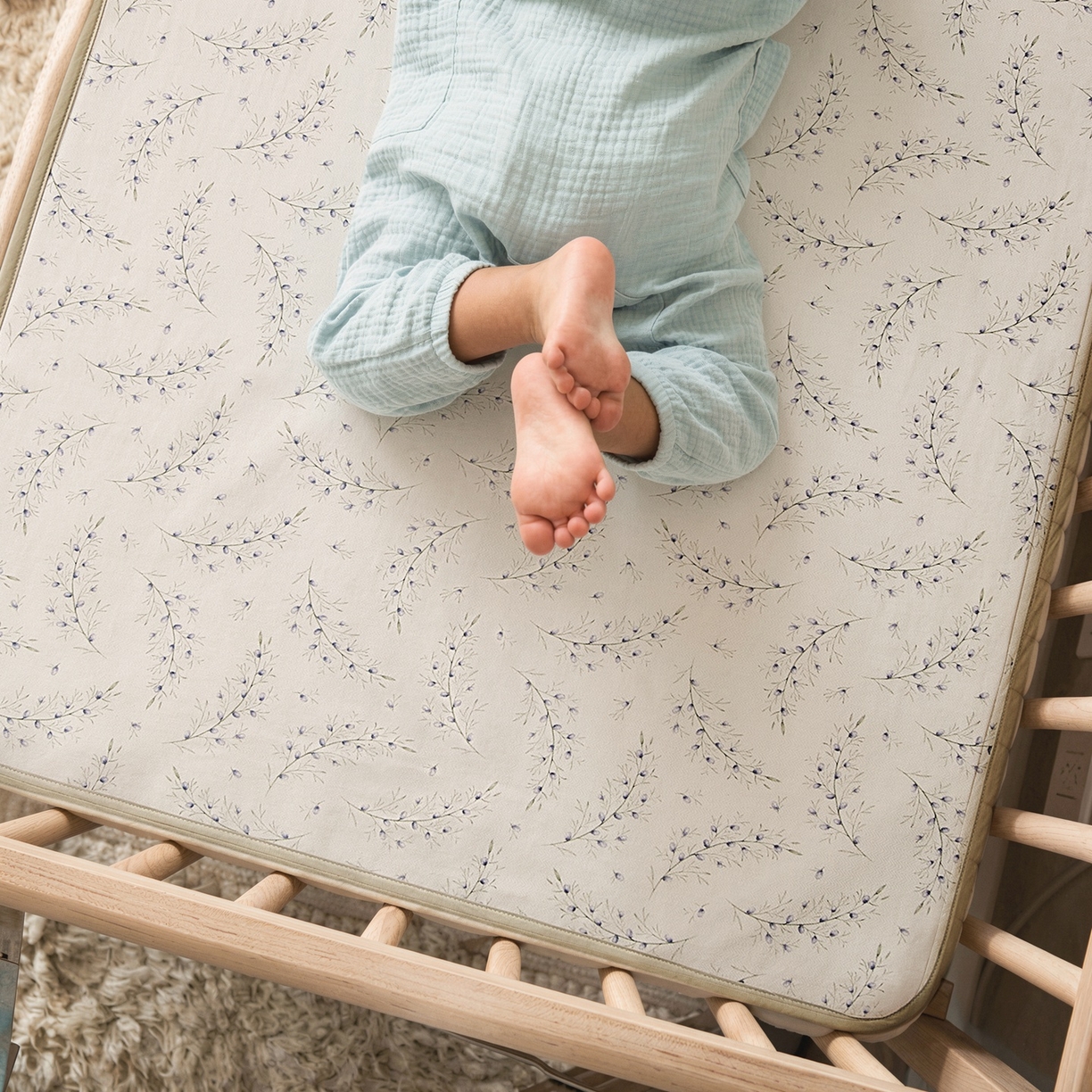 91家纺网 家纺一手货源 找家纺 8小时家纺 2026新款天丝麻10A抗菌养生凉席席子凉席-儿童款 兰花