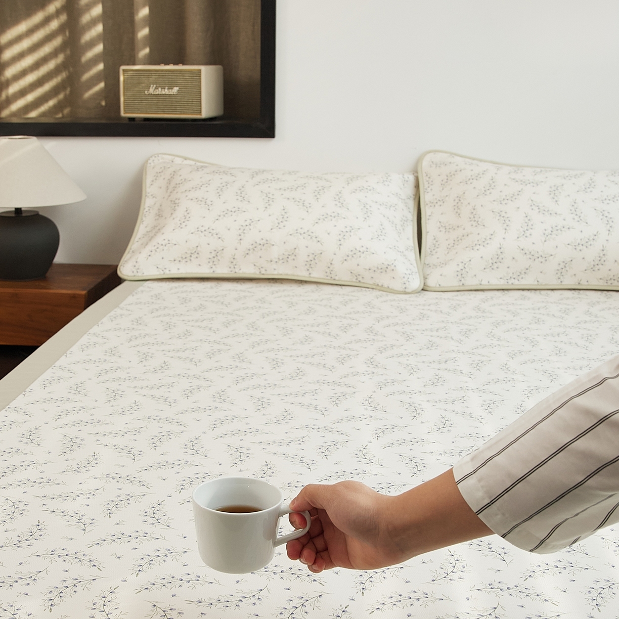 91家纺网 家纺一手货源 找家纺 8小时家纺 2026新款天丝麻10A抗菌养生凉席席子凉席-床垫款 兰花