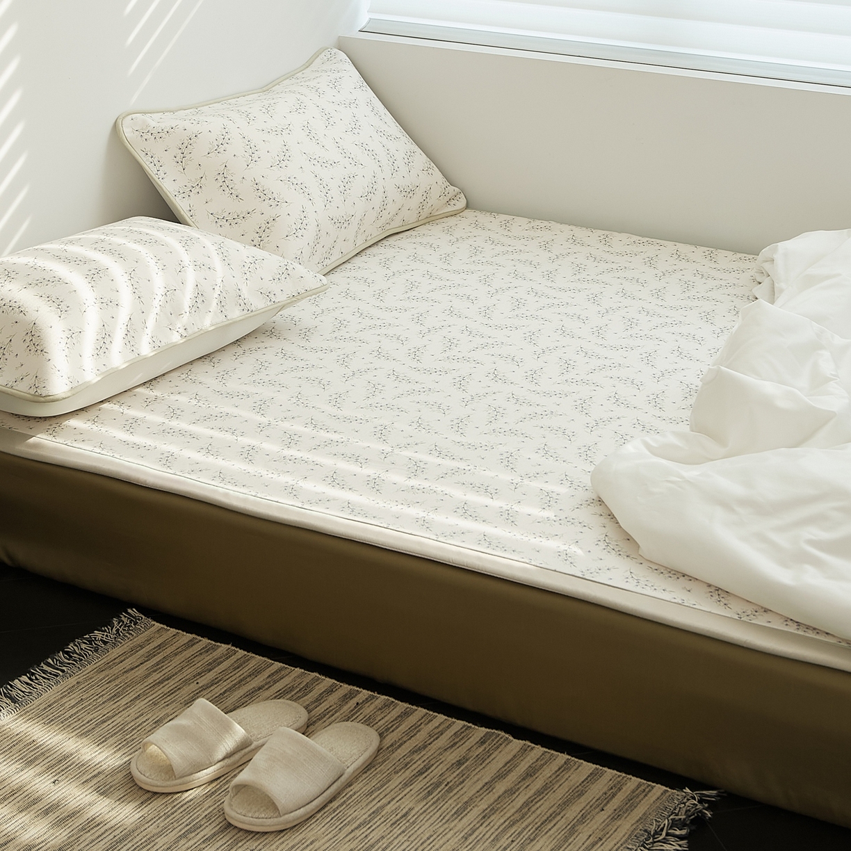 8小时家纺 2026新款天丝麻10A抗菌养生凉席席子凉席-床垫款 兰花