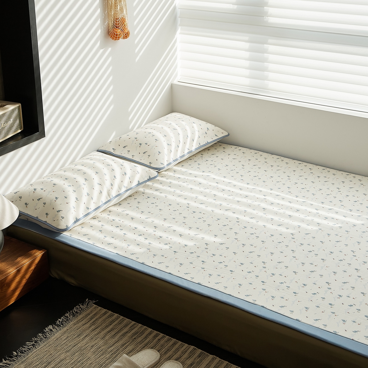 91家纺网 家纺一手货源 找家纺 8小时家纺 2026新款天丝麻10A抗菌养生凉席席子凉席-床垫款 耀雪