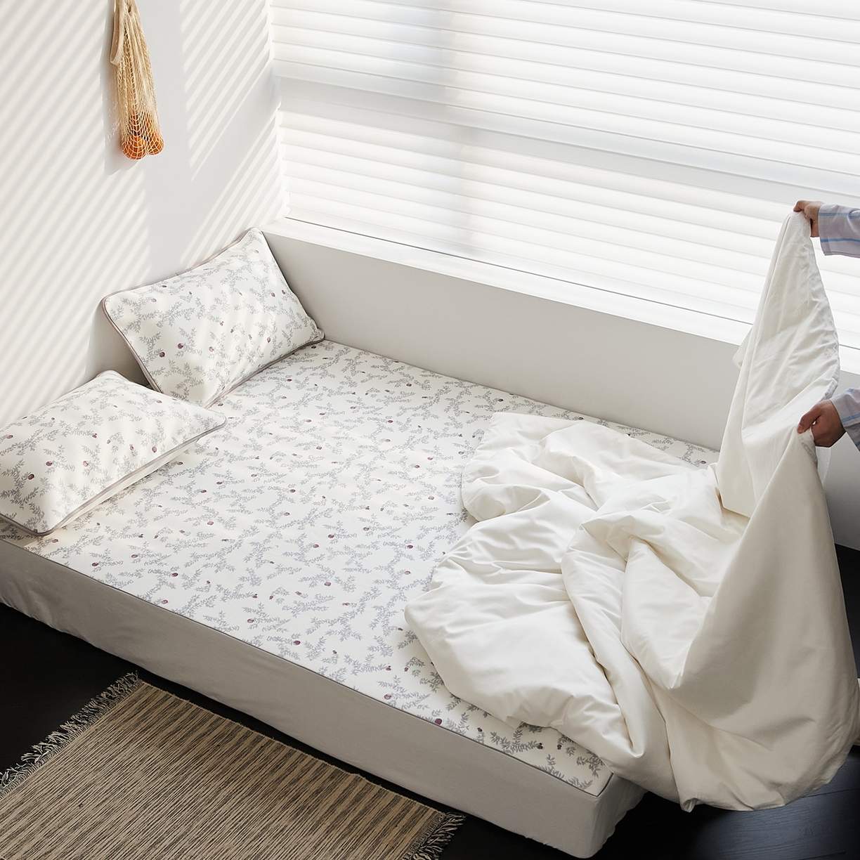 91家纺网 家纺一手货源 找家纺 8小时家纺 2026新款天丝麻10A抗菌养生凉席席子凉席-床笠款 石榴