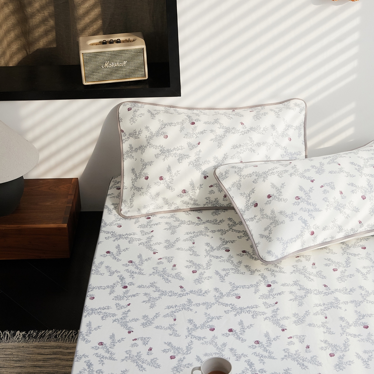 91家纺网 家纺一手货源 找家纺 8小时家纺 2026新款天丝麻10A抗菌养生凉席席子凉席-床笠款 石榴