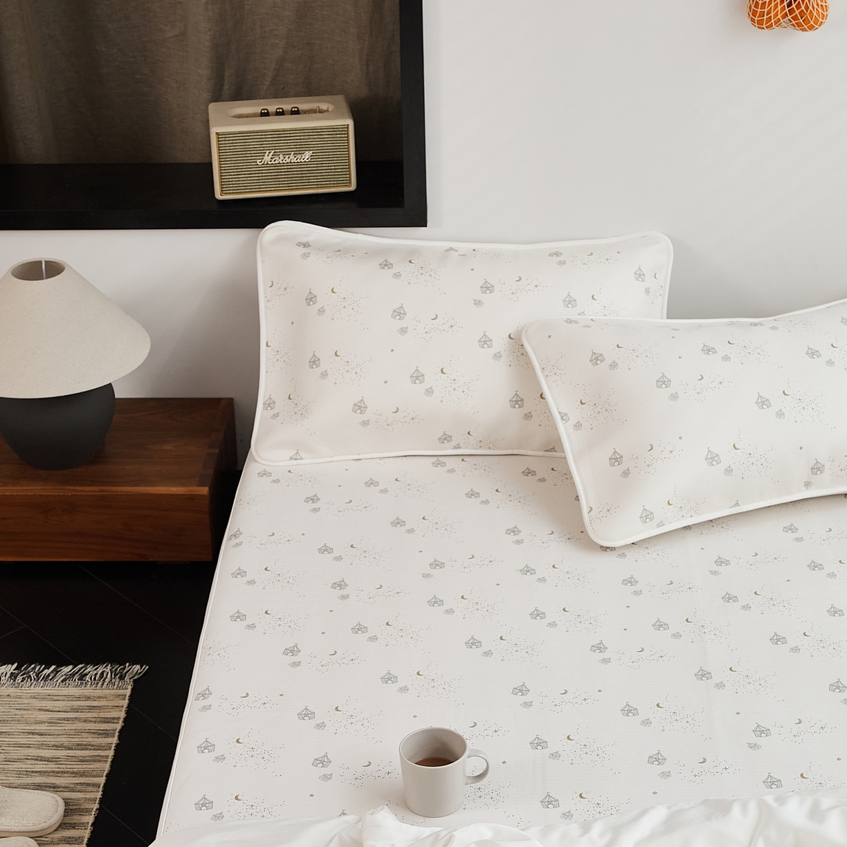 91家纺网 家纺一手货源 找家纺 8小时家纺 2026新款天丝麻10A抗菌养生凉席席子凉席-床笠款 星空