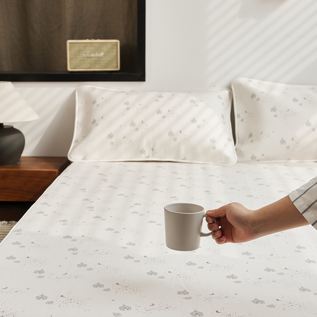 91家纺网 家纺一手货源 找家纺 8小时家纺 2026新款天丝麻10A抗菌养生凉席席子凉席-床笠款 星空