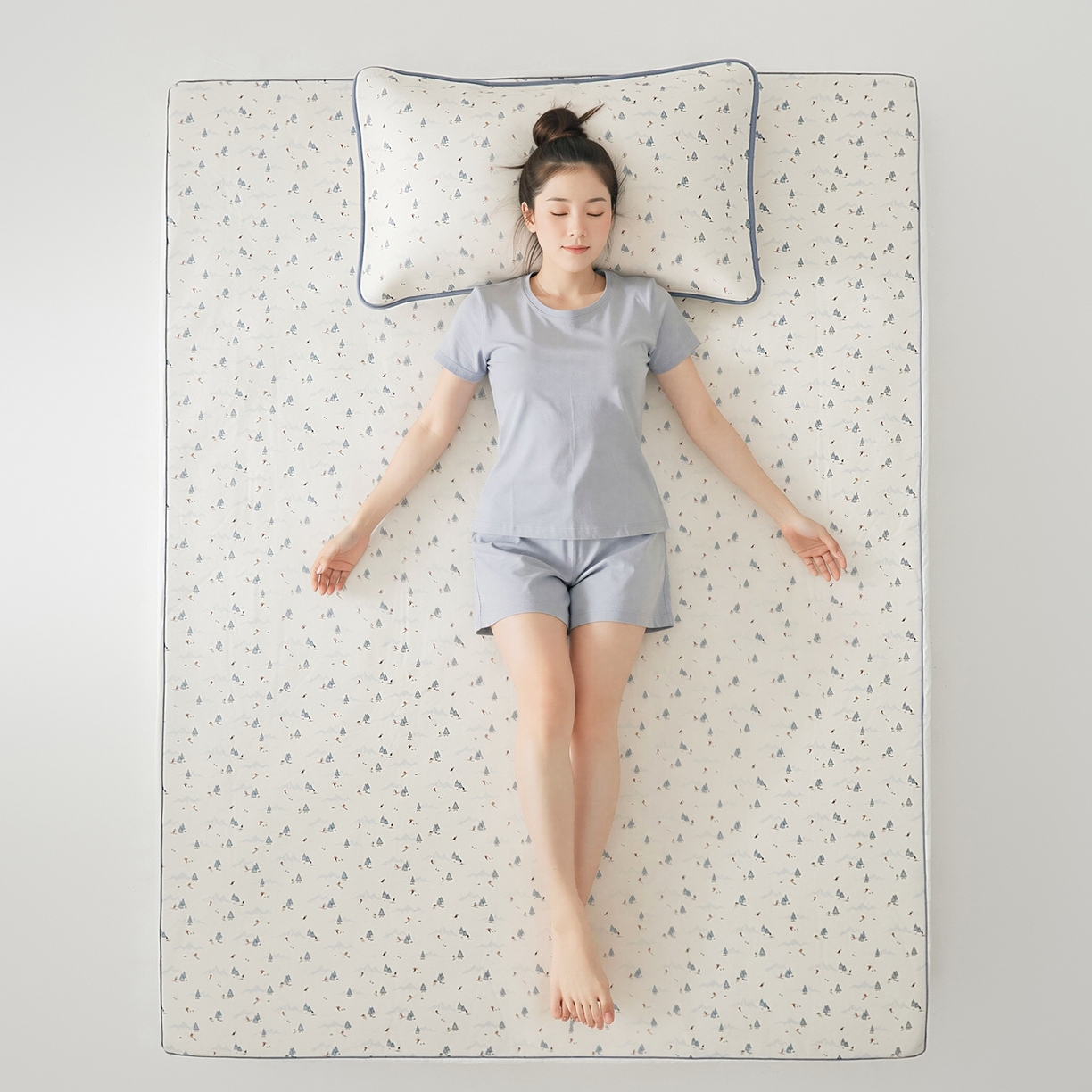 91家纺网 家纺一手货源 找家纺 8小时家纺 2026新款天丝麻10A抗菌养生凉席席子凉席-床笠款 耀雪