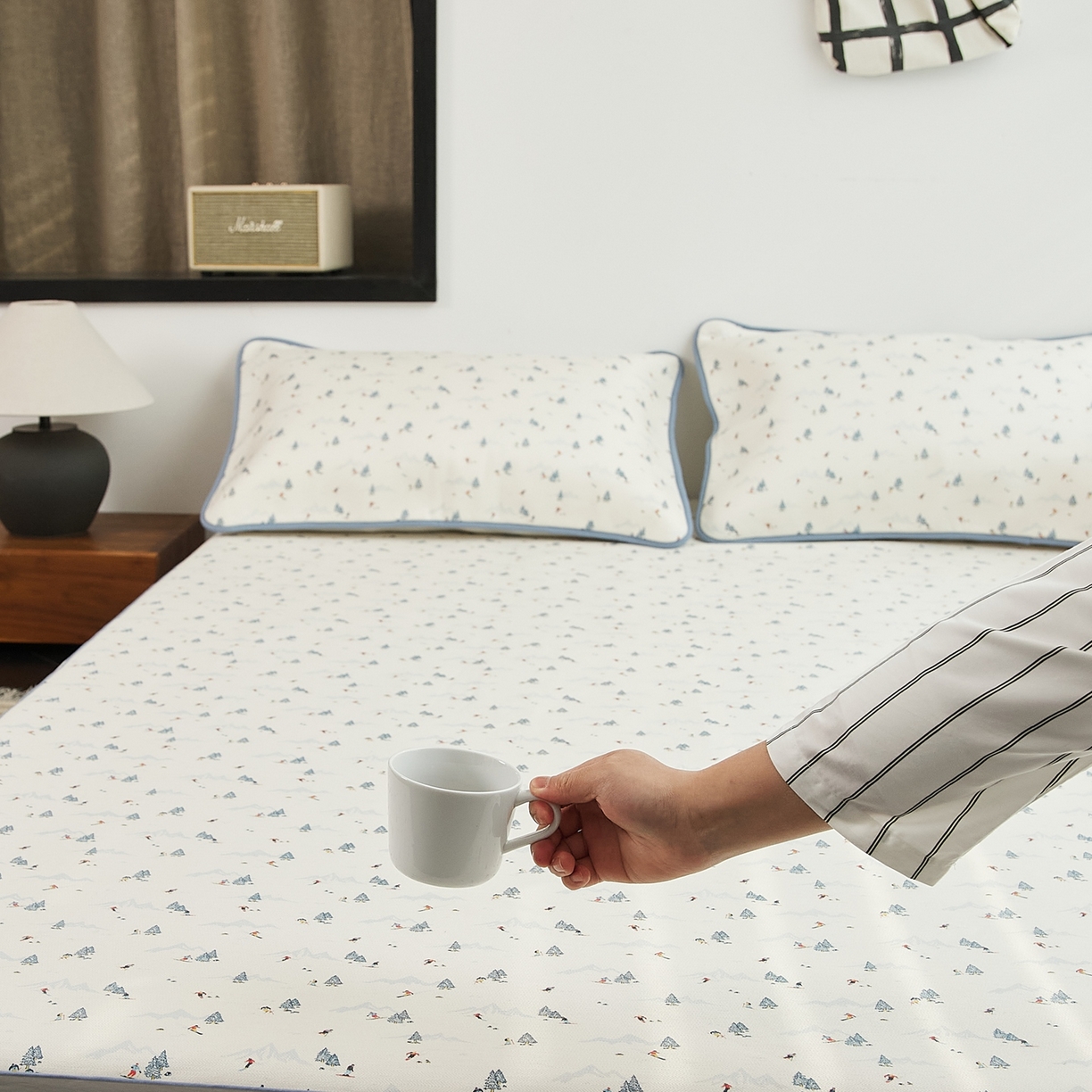 91家纺网 家纺一手货源 找家纺 8小时家纺 2026新款天丝麻10A抗菌养生凉席席子凉席-床笠款 耀雪