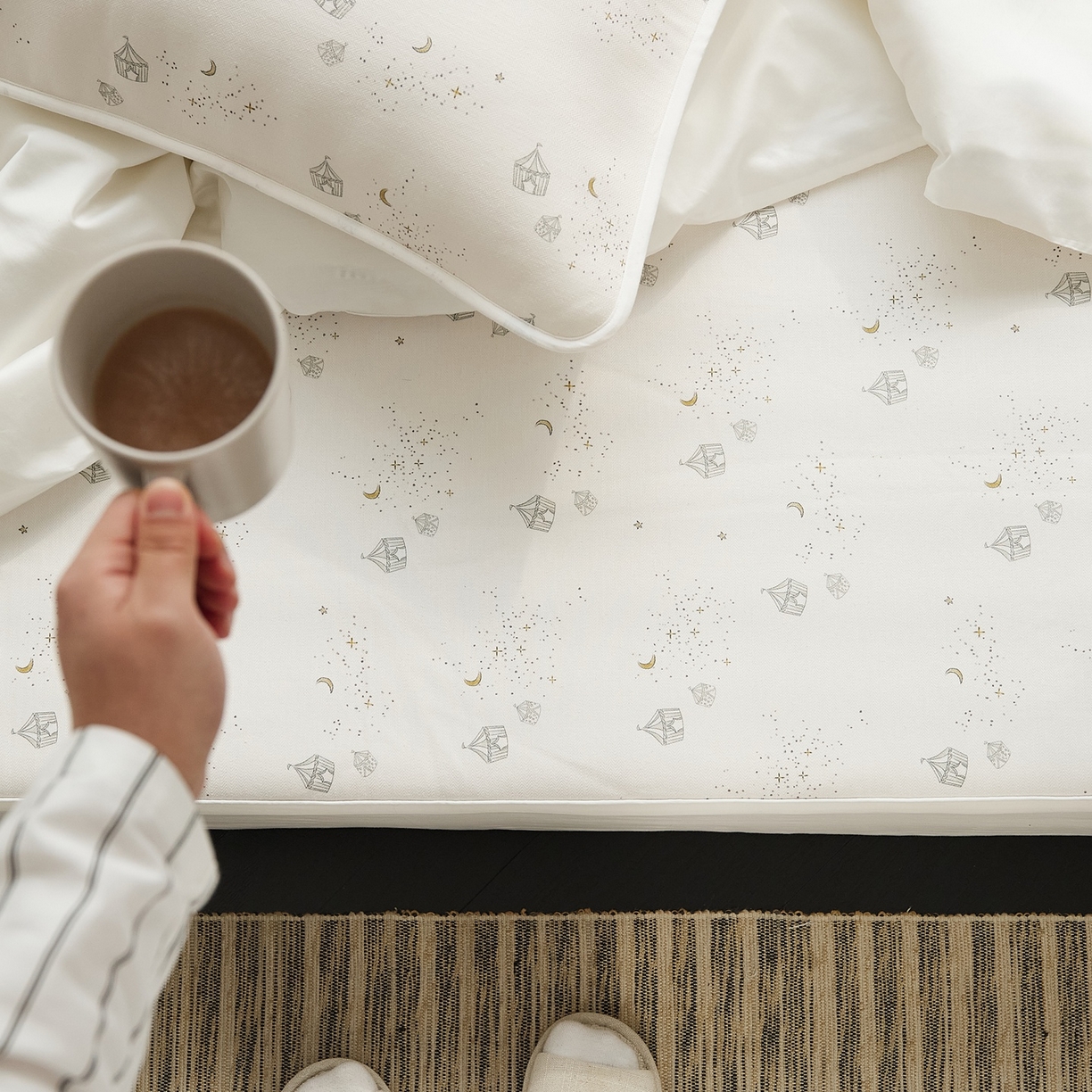 91家纺网 家纺一手货源 找家纺 8小时家纺 2026新款天丝麻10A抗菌养生凉席席子凉席-床笠款 星空