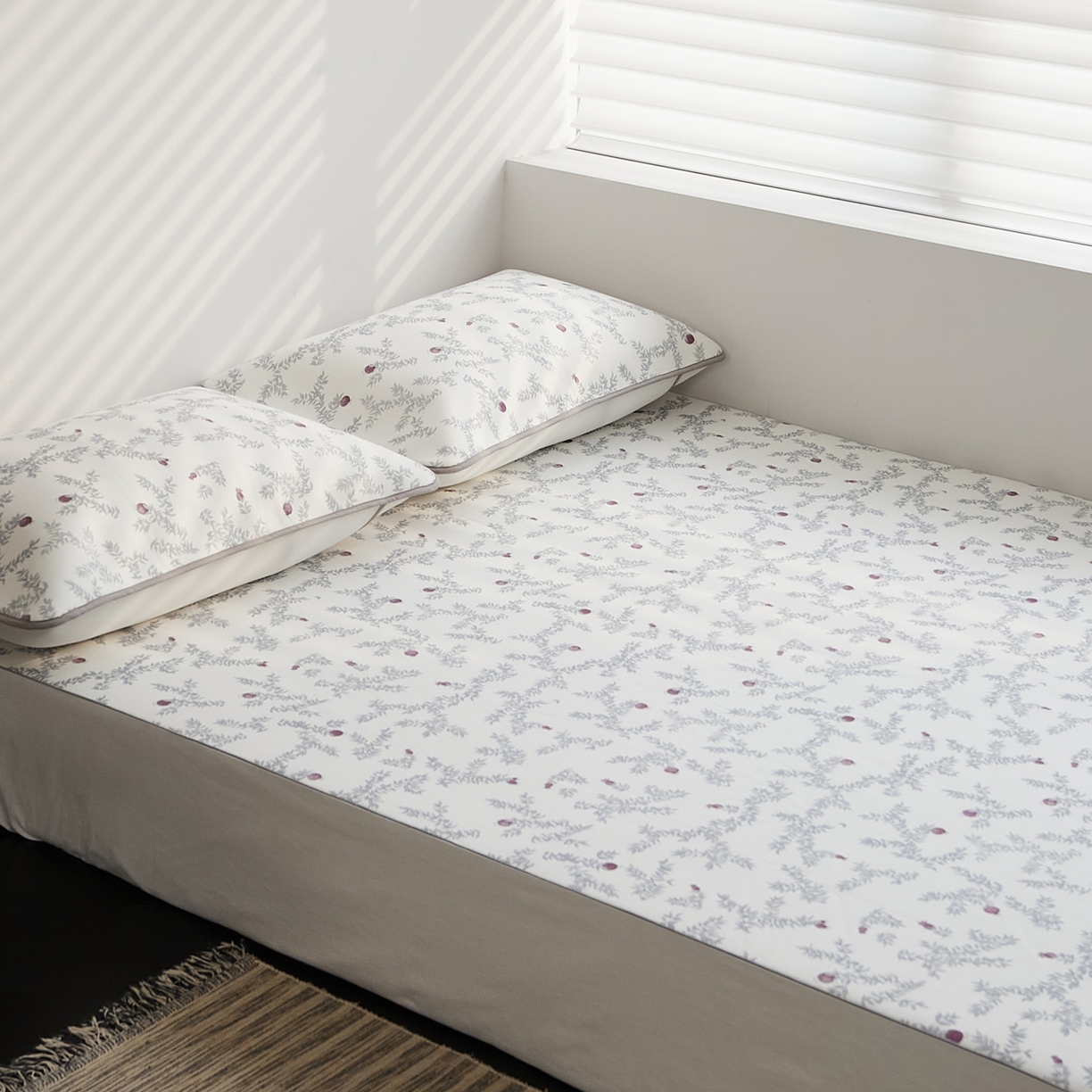 91家纺网 家纺一手货源 找家纺 8小时家纺 2026新款天丝麻10A抗菌养生凉席席子凉席-床笠款 石榴