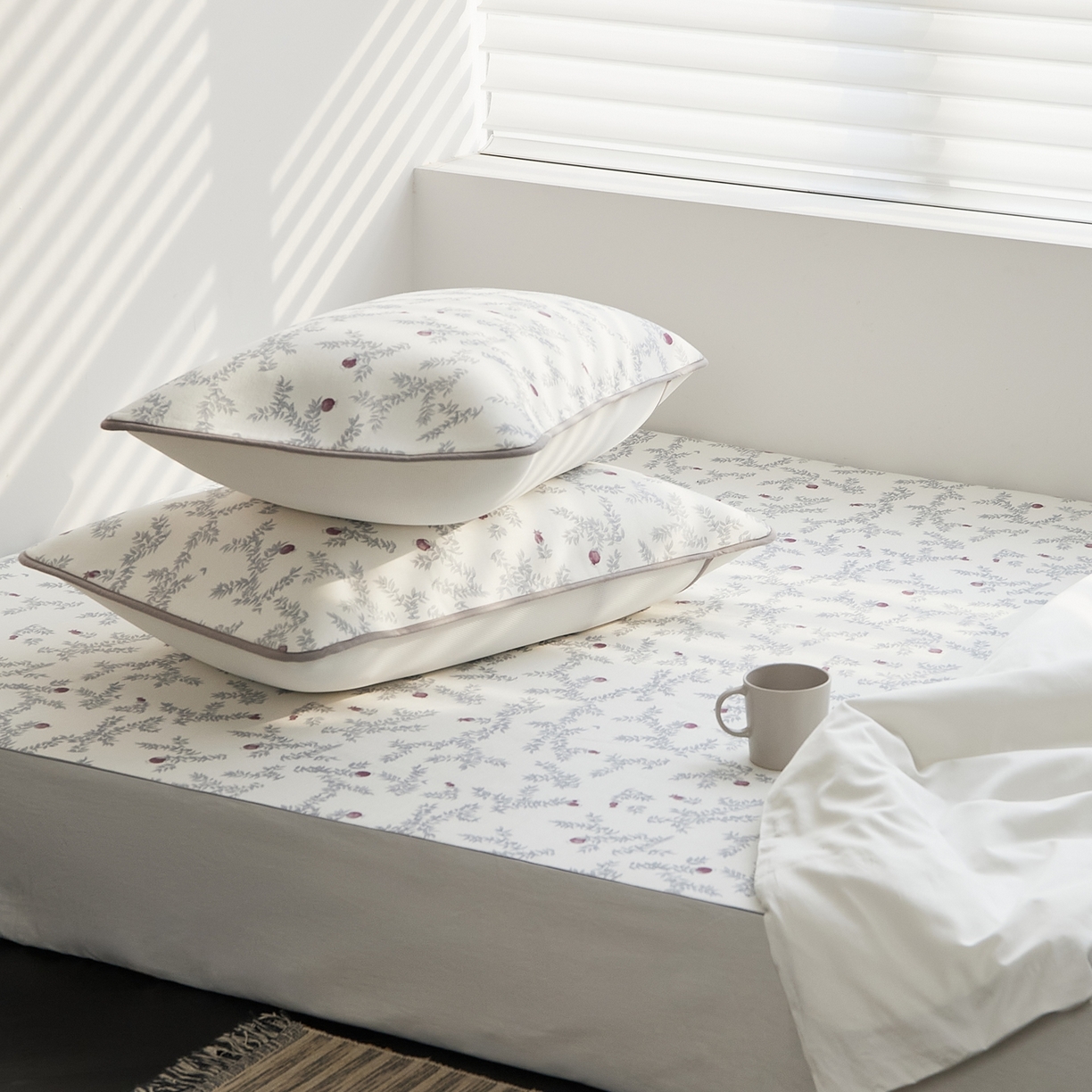 91家纺网 家纺一手货源 找家纺 8小时家纺 2026新款天丝麻10A抗菌养生凉席席子凉席-床笠款 石榴