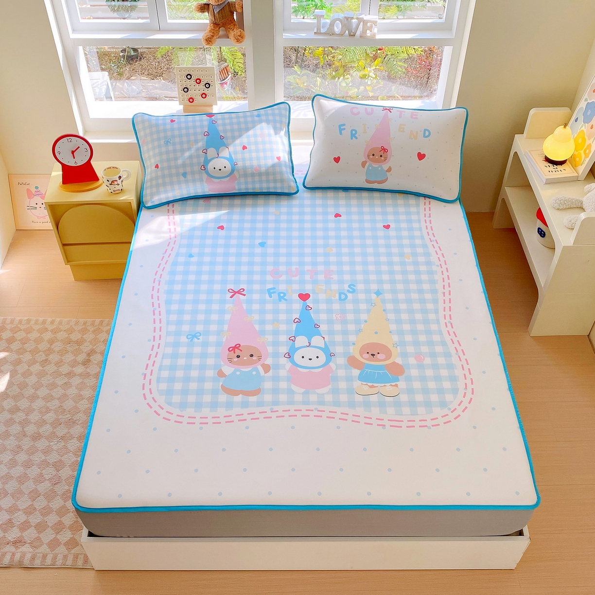 91家纺网 家纺一手货源 找家纺 莱米家纺 2026新款大版小冰皮床笠床席 快乐伙伴床笠