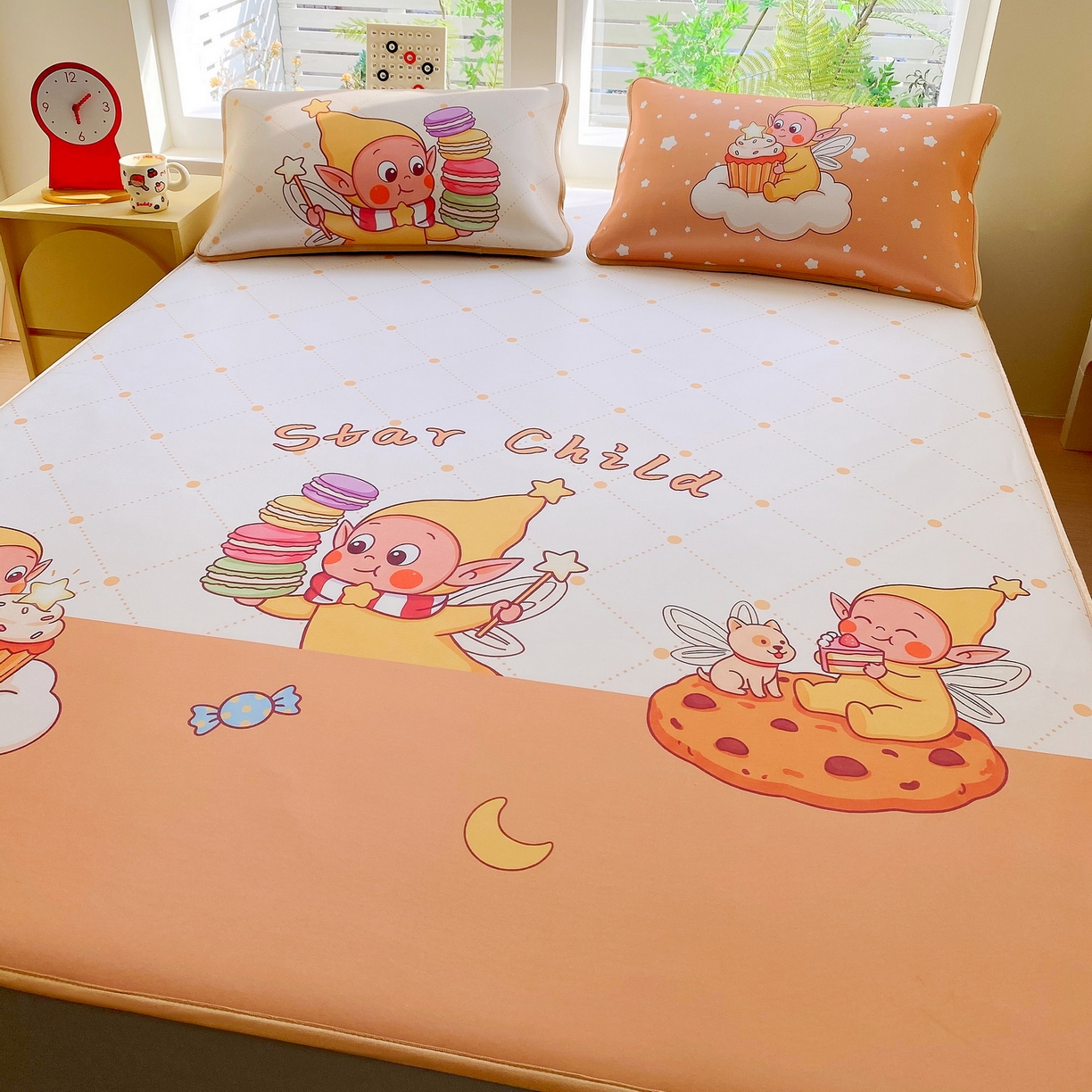 91家纺网 家纺一手货源 找家纺 莱米家纺 2026新款大版小冰皮床笠床席 欢喜朋友床笠