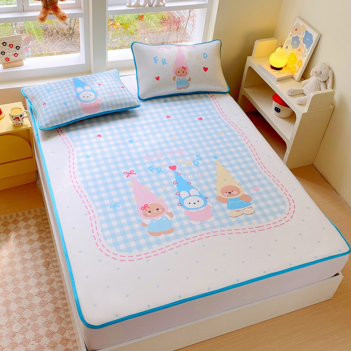 91家纺网 家纺一手货源 找家纺 莱米家纺 2026新款大版小冰皮床笠床席 快乐伙伴床席