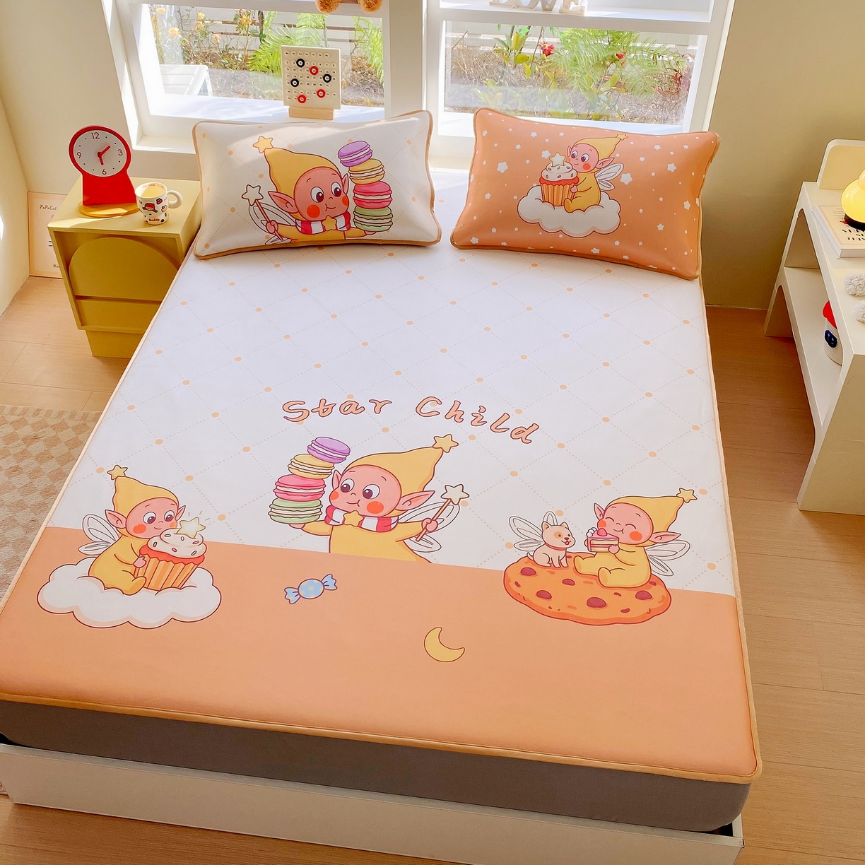 91家纺网 家纺一手货源 找家纺 莱米家纺 2026新款大版小冰皮床笠床席 欢喜朋友床笠