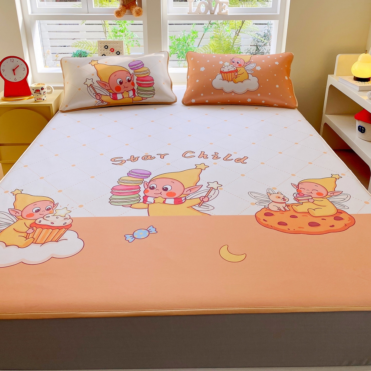 91家纺网 家纺一手货源 找家纺 莱米家纺 2026新款大版小冰皮床笠床席 欢喜朋友床笠