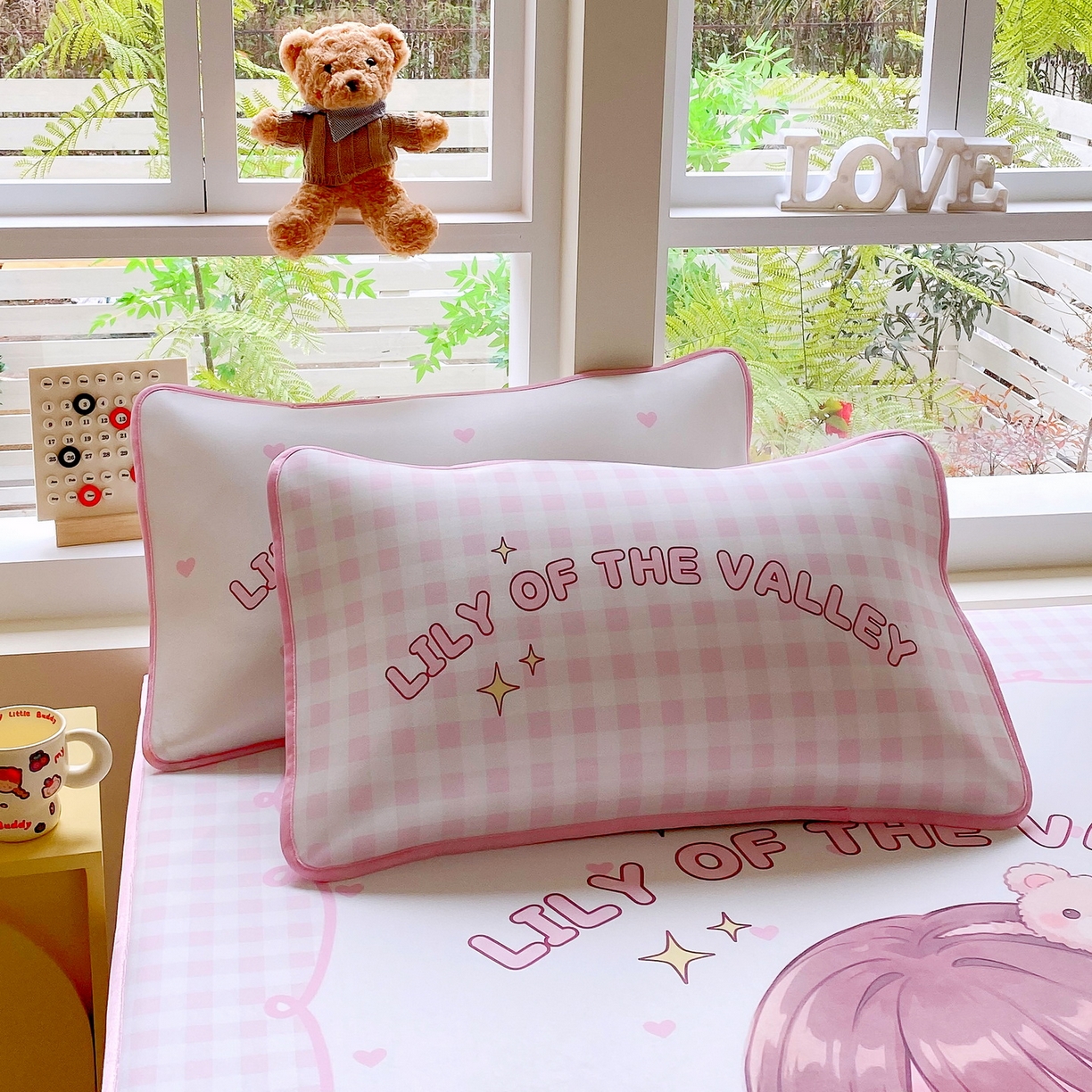 91家纺网 家纺一手货源 找家纺 莱米家纺 2026新款大版小冰皮床笠床席 甜美女孩床席