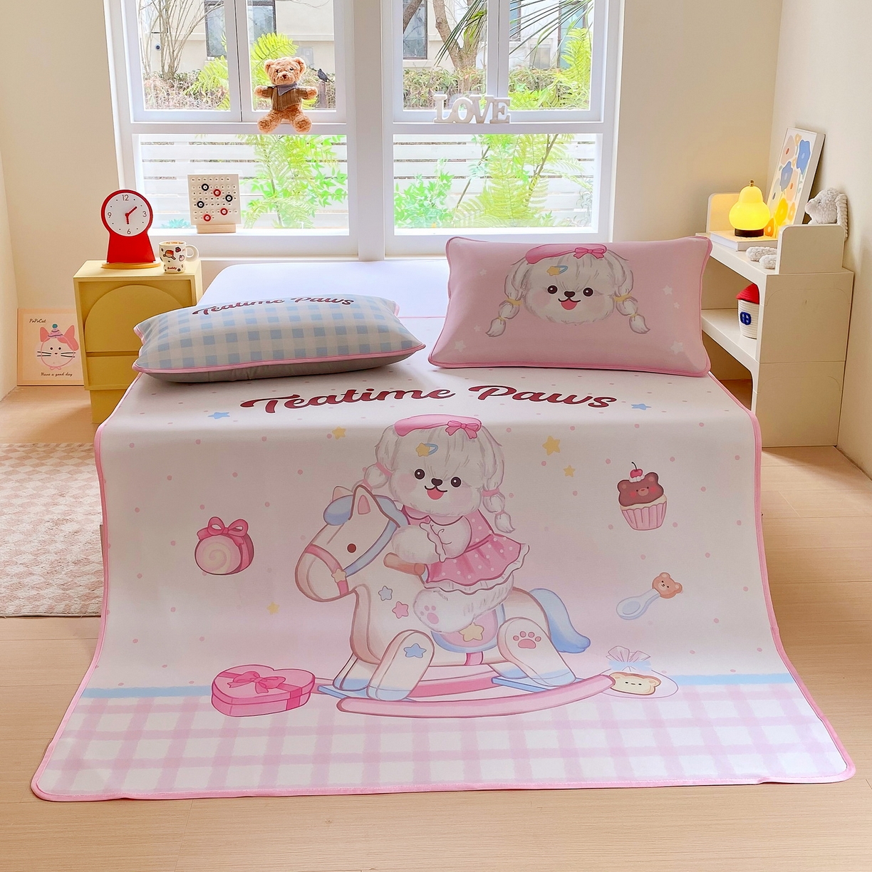 91家纺网 家纺一手货源 找家纺 莱米家纺 2026新款大版小冰皮床笠床席 木马奇缘床席