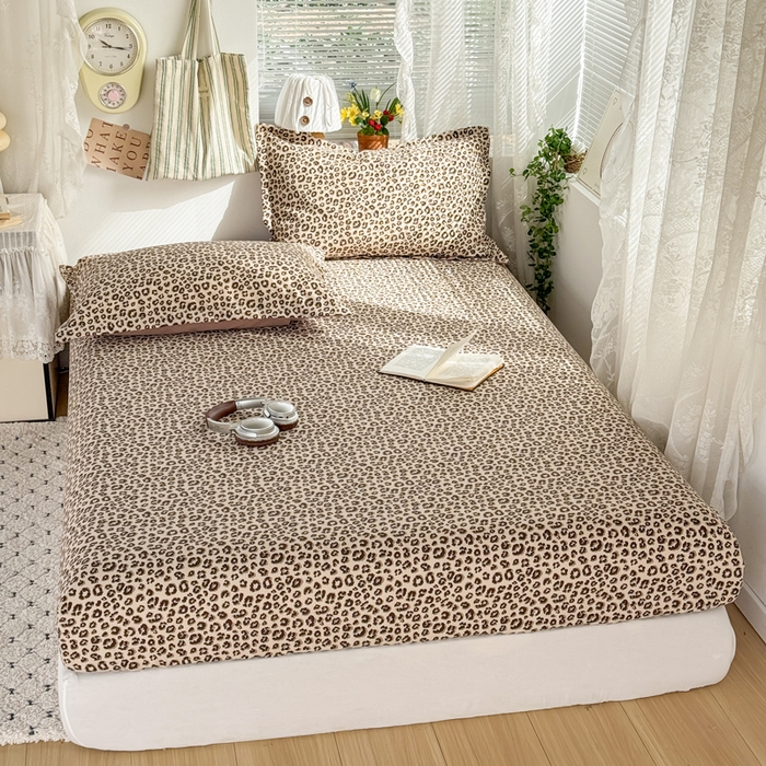 91家纺网 家纺一手货源 找家纺 禧缘家纺（原梦想家） 2026新款云感棉童话风床笠单件床笠单品 咖色豹纹