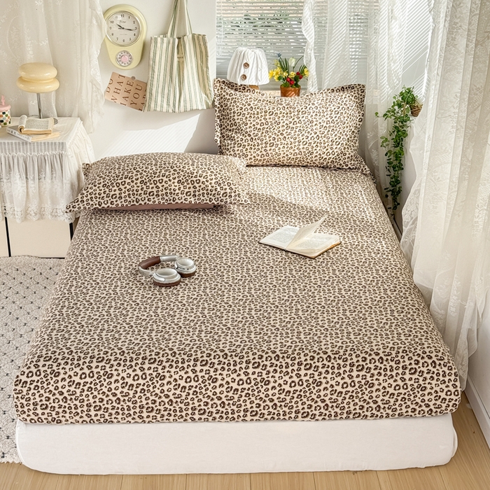 91家纺网 家纺一手货源 找家纺 禧缘家纺（原梦想家） 2026新款云感棉童话风床笠单件床笠单品 咖色豹纹