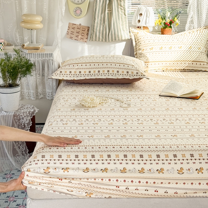 91家纺网 家纺一手货源 找家纺 禧缘家纺（原梦想家） 2026新款云感棉童话风床笠单件床笠单品 木马乐园