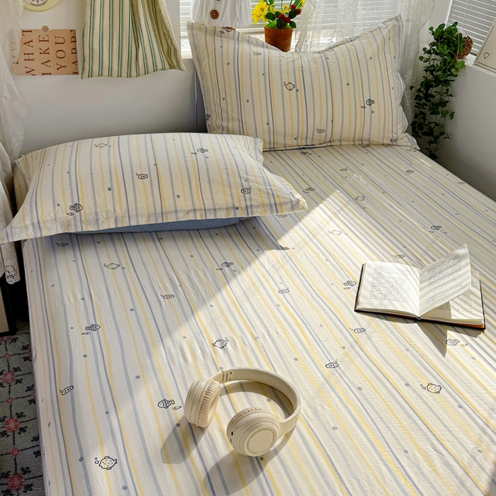 91家纺网 家纺一手货源 找家纺 禧缘家纺（原梦想家） 2026新款云感棉童话风床笠单件床笠单品 素描小鱼