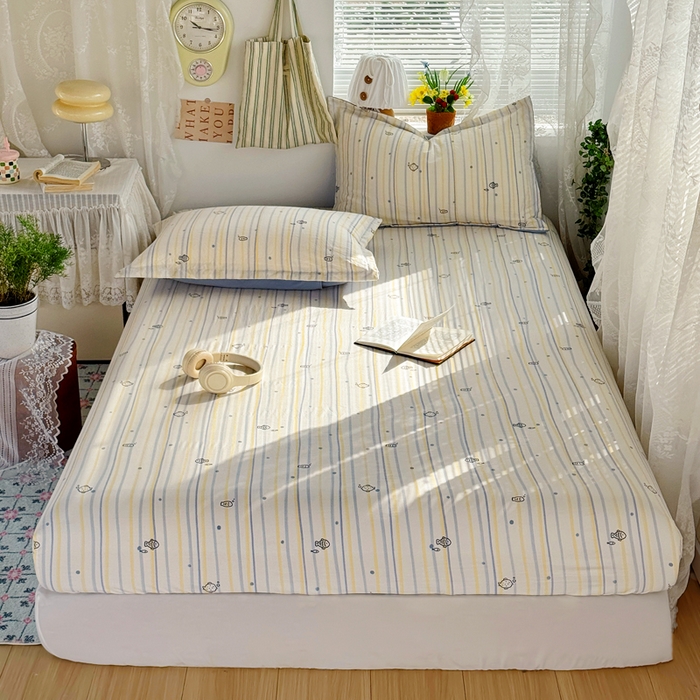 91家纺网 家纺一手货源 找家纺 禧缘家纺（原梦想家） 2026新款云感棉童话风床笠单件床笠单品 素描小鱼