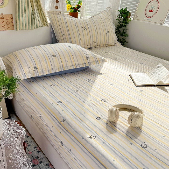 91家纺网 家纺一手货源 找家纺 禧缘家纺（原梦想家） 2026新款云感棉童话风床笠单件床笠单品 素描小鱼