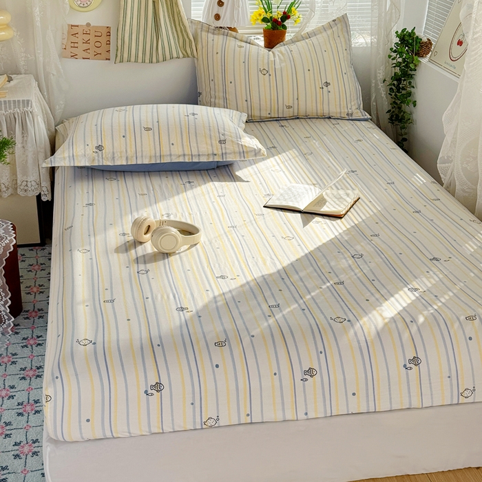 91家纺网 家纺一手货源 找家纺 禧缘家纺（原梦想家） 2026新款云感棉童话风床笠单件床笠单品 素描小鱼