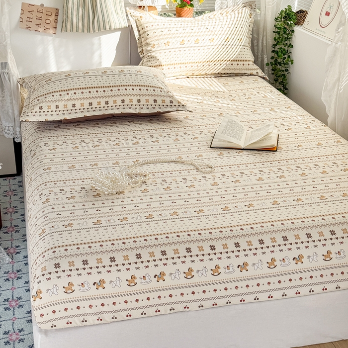 91家纺网 家纺一手货源 找家纺 禧缘家纺（原梦想家） 2026新款云感棉童话风床笠单件床笠单品 木马乐园