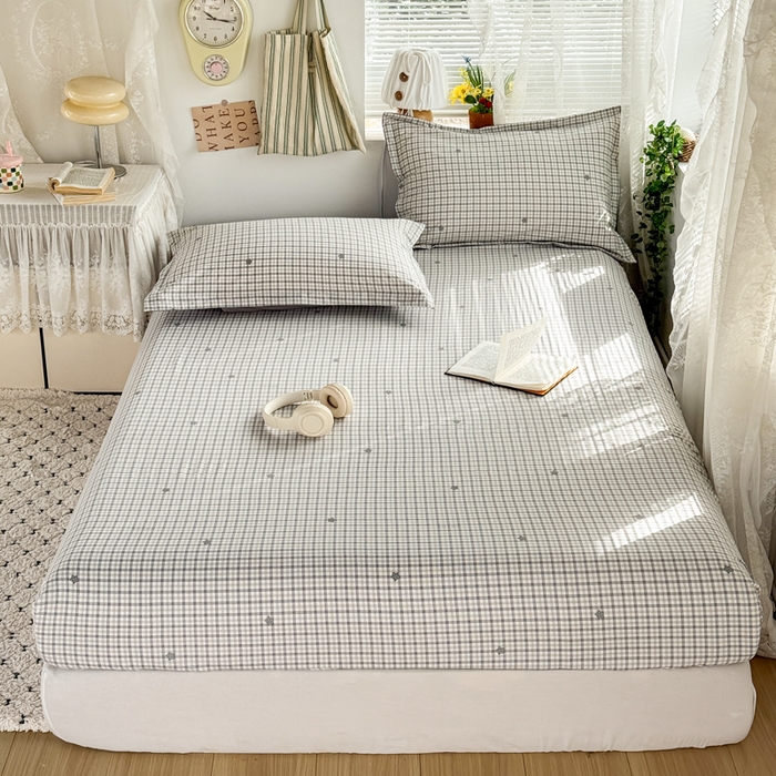 91家纺网 家纺一手货源 找家纺 禧缘家纺（原梦想家） 2026新款云感棉童话风床笠单件床笠单品 灰格星星