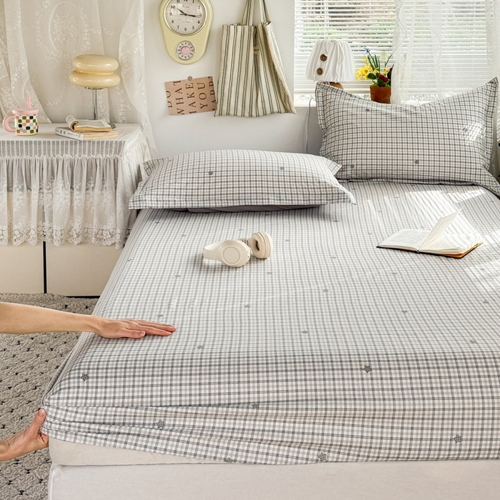 91家纺网 家纺一手货源 找家纺 禧缘家纺（原梦想家） 2026新款云感棉童话风床笠单件床笠单品 灰格星星