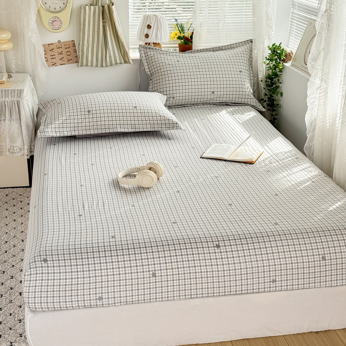 91家纺网 家纺一手货源 找家纺 禧缘家纺（原梦想家） 2026新款云感棉童话风床笠单件床笠单品 灰格星星