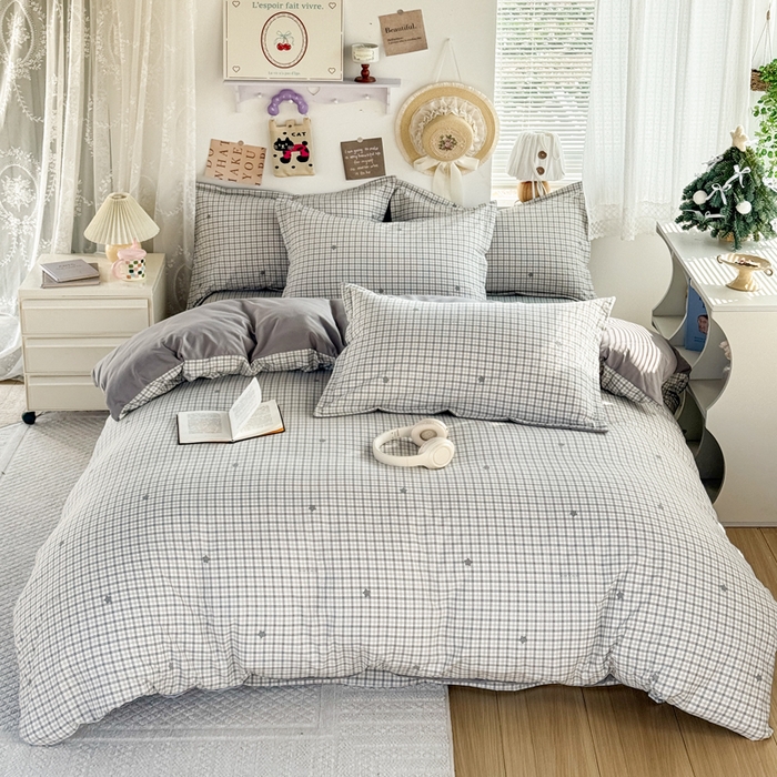 91家纺网 家纺一手货源 找家纺 禧缘家纺（原梦想家） 2026新款云感棉童话风枕套单品枕套单件 灰格星星