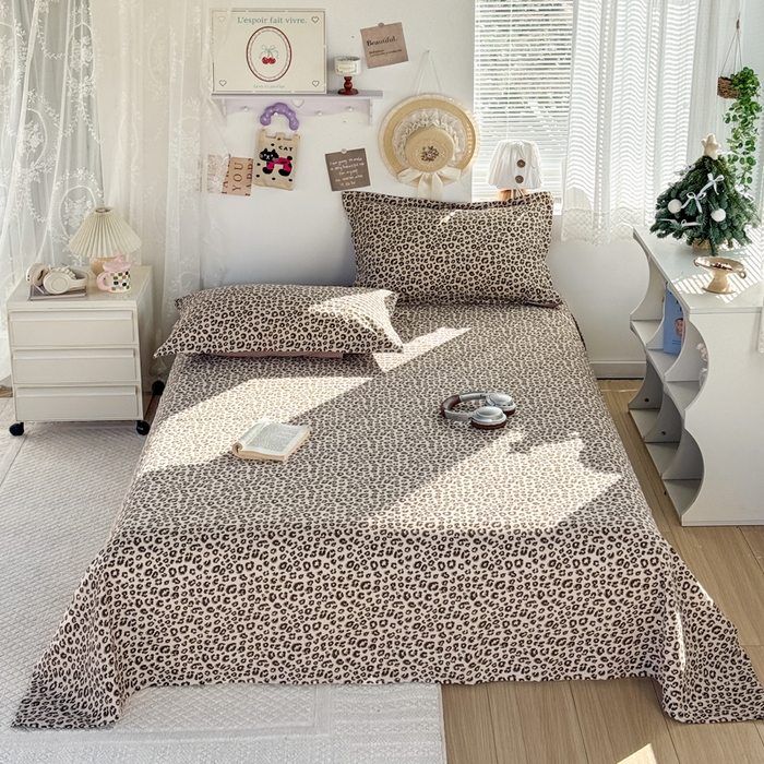 91家纺网 家纺一手货源 找家纺 禧缘家纺（原梦想家） 2026新款云感棉童话风床单单品床单单件 咖色豹纹