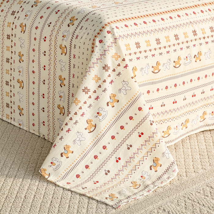 91家纺网 家纺一手货源 找家纺 禧缘家纺（原梦想家） 2026新款云感棉童话风床单单品床单单件 木马乐园