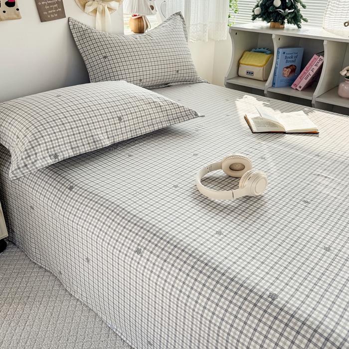 91家纺网 家纺一手货源 找家纺 禧缘家纺（原梦想家） 2026新款云感棉童话风床单单品床单单件 灰格星星