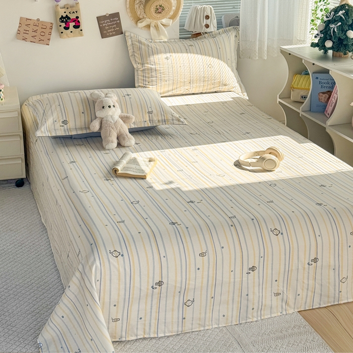 禧缘家纺（原梦想家） 2026新款云感棉童话风床单单品床单单件 素描小鱼