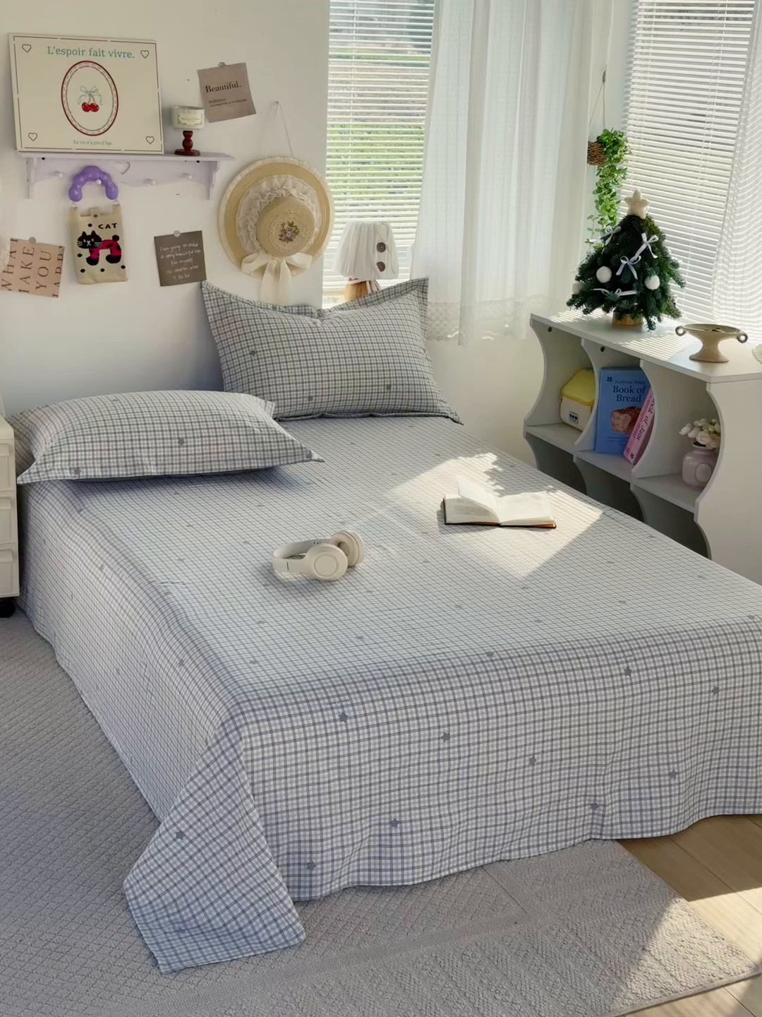 91家纺网 家纺一手货源 找家纺 禧缘家纺（原梦想家） 2026新款云感棉童话风床单单品床单单件 灰格星星