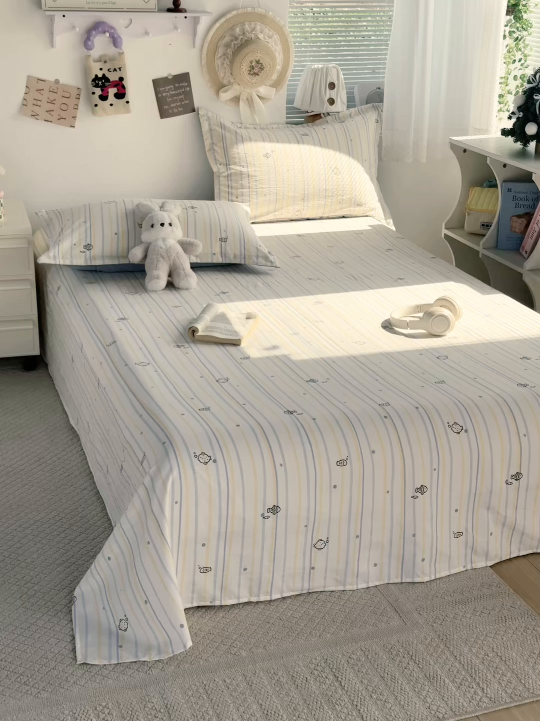 91家纺网 家纺一手货源 找家纺 禧缘家纺（原梦想家） 2026新款云感棉童话风床单单品床单单件 素描小鱼