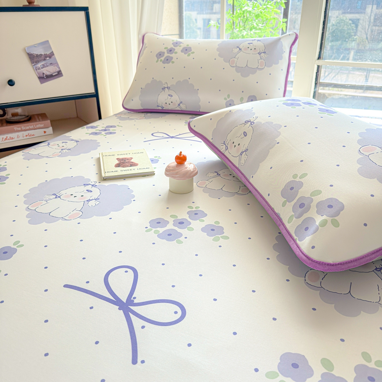 91家纺网 家纺一手货源 找家纺 莱米家纺 2026新款小版小冰皮软席 爱心小狗