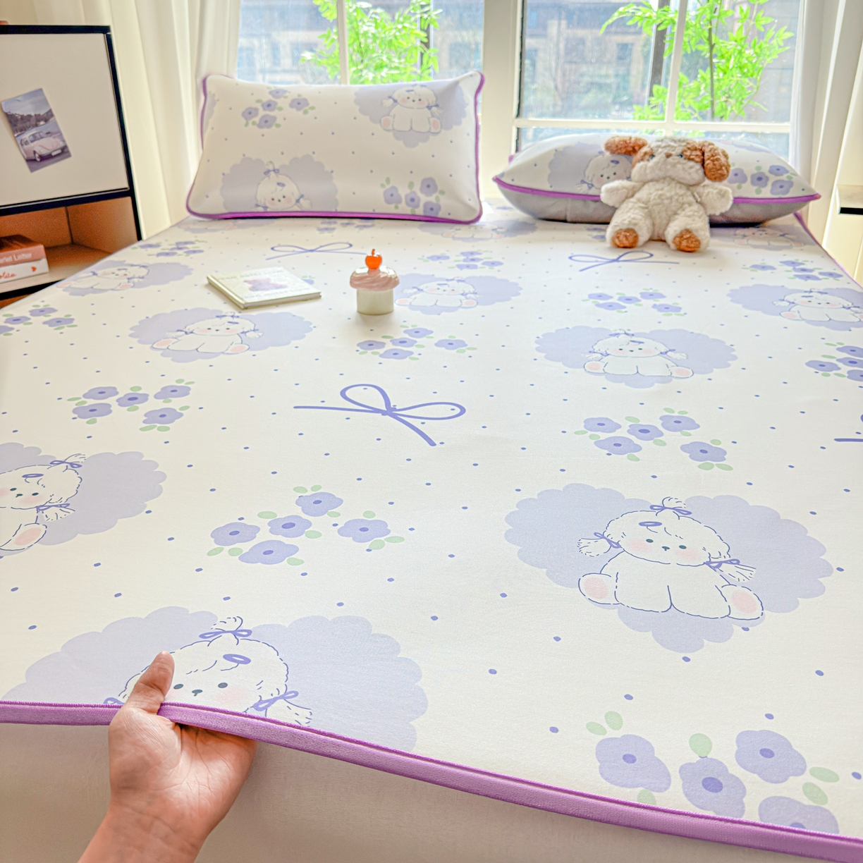 91家纺网 家纺一手货源 找家纺 莱米家纺 2026新款小版小冰皮软席 爱心小狗