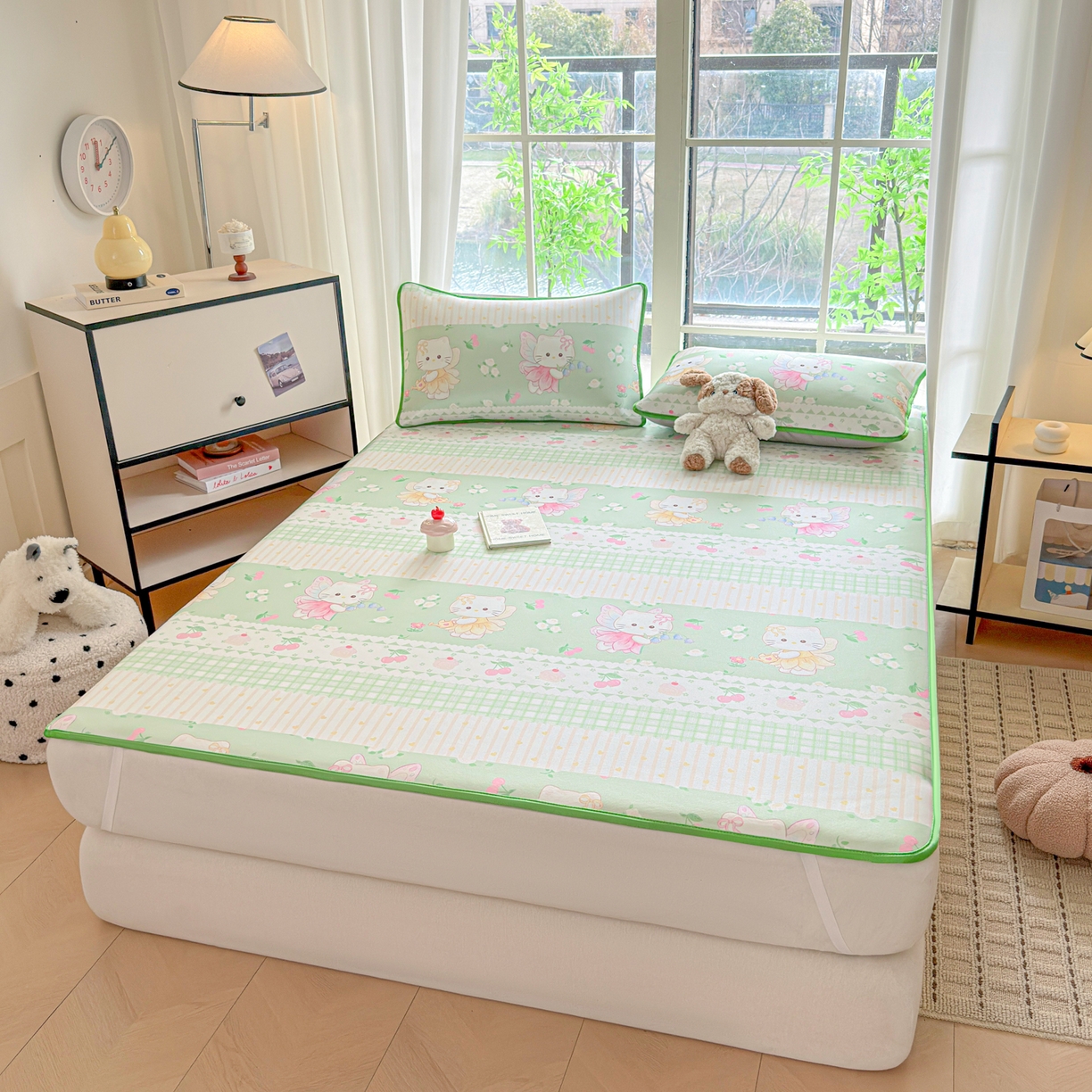 91家纺网 家纺一手货源 找家纺 莱米家纺 2026新款小版小冰皮软席 精灵小猫