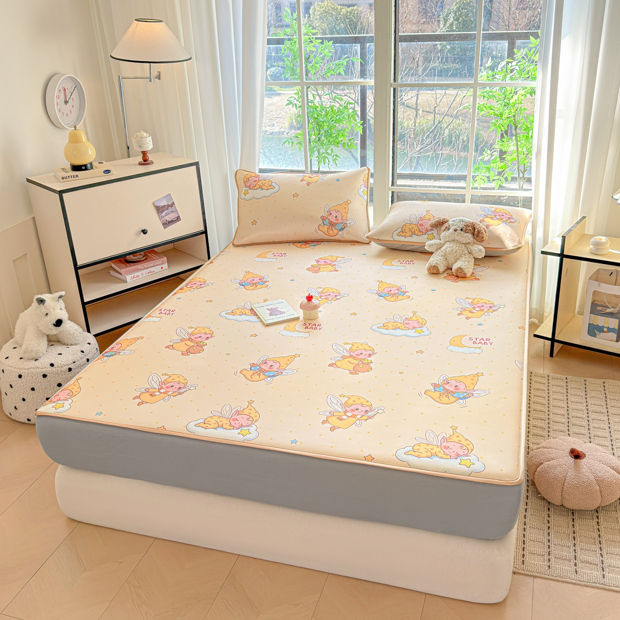 91家纺网 家纺一手货源 找家纺 莱米家纺 2026新款小版小冰皮软席 魔法星星