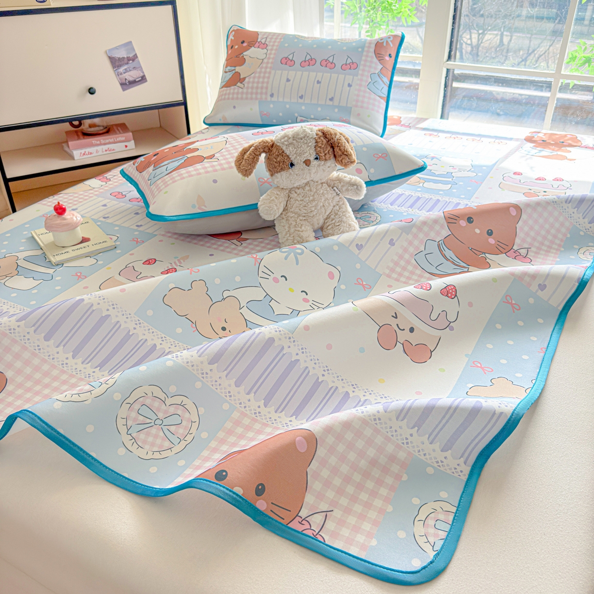 91家纺网 家纺一手货源 找家纺 莱米家纺 2026新款小版小冰皮软席 猫咪乐园