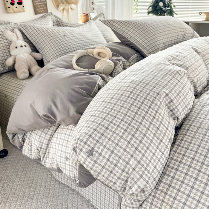 91家纺网 家纺一手货源 找家纺 禧缘家纺（原梦想家） 2026新款云感棉童话风被套单品被套单件 灰格星星