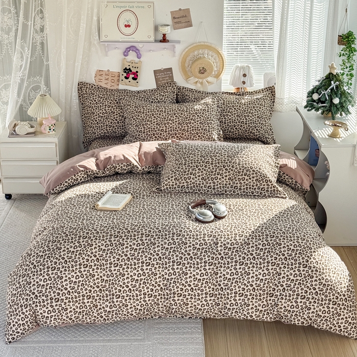 91家纺网 家纺一手货源 找家纺 禧缘家纺（原梦想家） 2026新款云感棉童话风被套单品被套单件 咖色豹纹