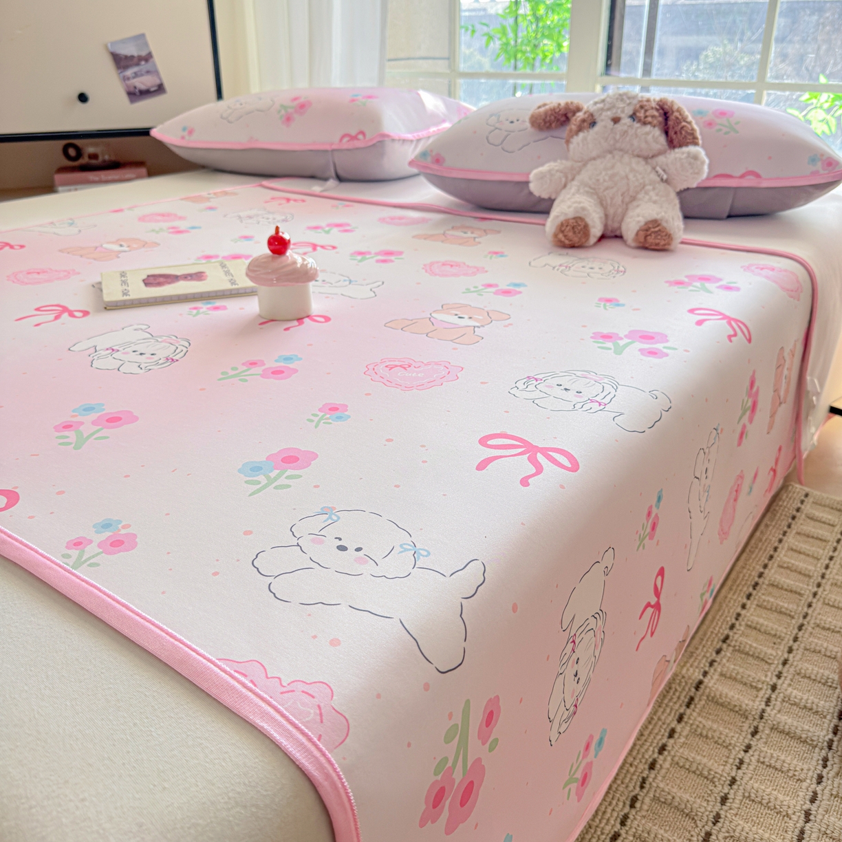 91家纺网 家纺一手货源 找家纺 莱米家纺 2026新款小版小冰皮软席 萌宠派对